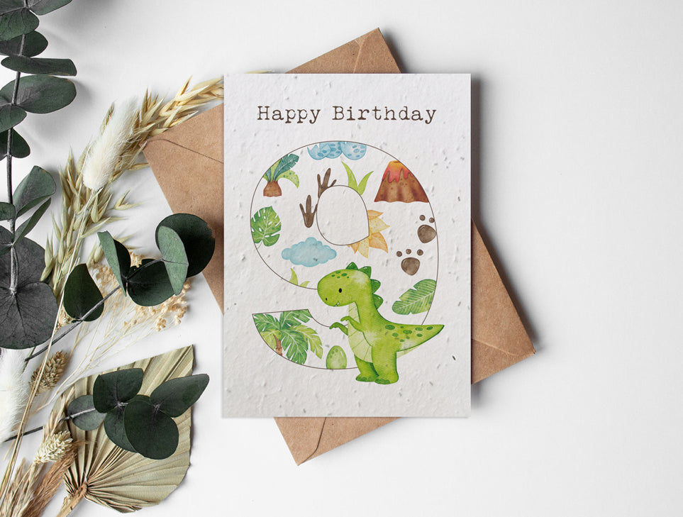 Plantable Seed Paper Dinosaurs - 9 Greeting Card Little Green Paper Shop
