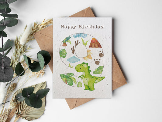 Plantable Seed Paper Dinosaurs - 9 Greeting Card Little Green Paper Shop