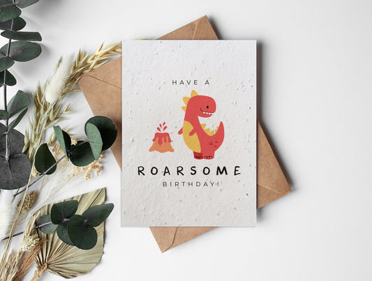 Plantable Seed Paper Classics - Dino Roarsome Greeting Card Little Green Paper Shop