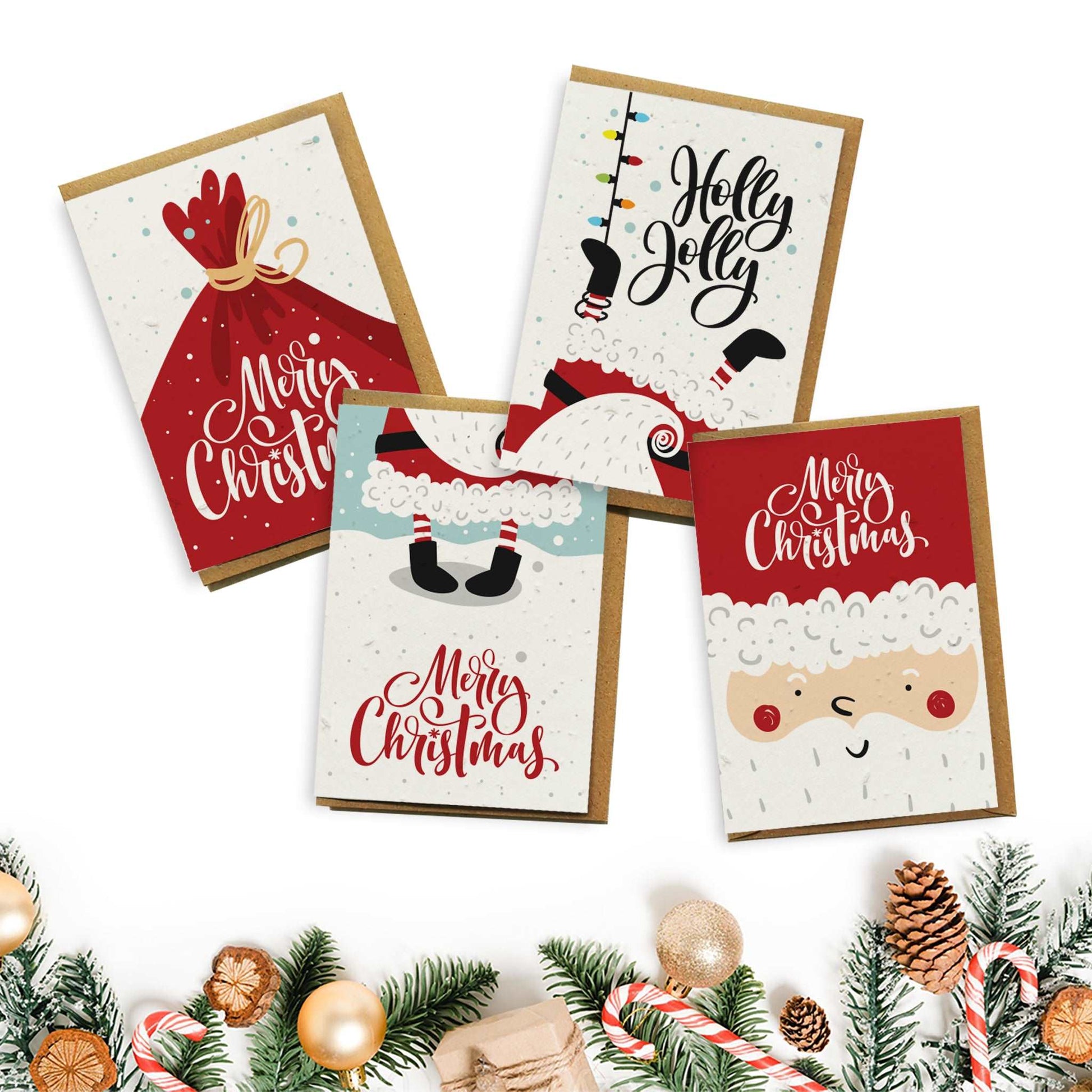 Plantable Seed Paper Christmas Cards 4-Pack - Down the Chimney Greeting Card Little Green Paper Shop