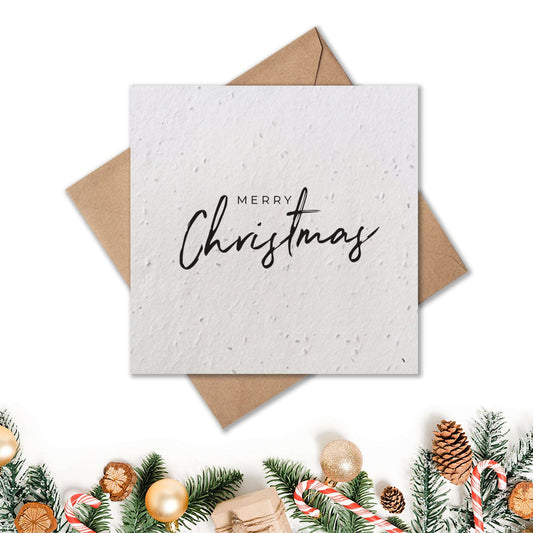Plantable Seed Paper Christmas Card - Merry Christmas Greeting Card Little Green Paper Shop