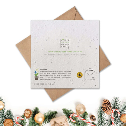 Plantable Seed Paper Christmas Card - Merry Christmas Greeting Card Little Green Paper Shop